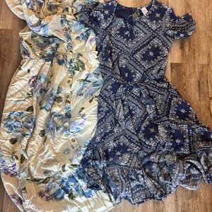 Justice Blue and White Flutter Sleeve Sundress